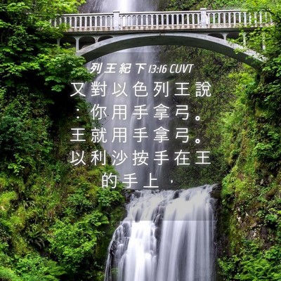 Picture 04 - 列 王 紀 下 13:16 CUVT - 又 對 以 色 列 王 說 ： 你 用 手 拿 - Bible Verse Picture