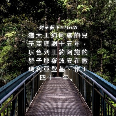 Picture 04 - 列 王 紀 下 14:23 CUVT - 猶 大 王 約 阿 施 的 兒 子 亞 瑪 謝 - Bible Verse Picture