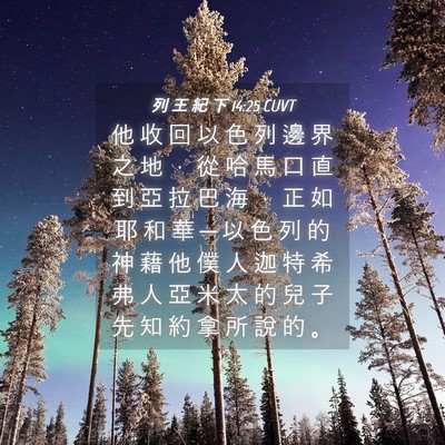 Picture 04 - 列 王 紀 下 14:25 CUVT - 他 收 回 以 色 列 邊 界 之 地 ， 從 - Bible Verse Picture