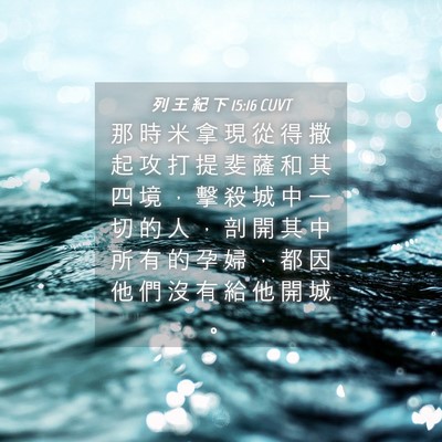 Picture 04 - 列 王 紀 下 15:16 CUVT - 那 時 米 拿 現 從 得 撒 起 攻 打 提 - Bible Verse Picture