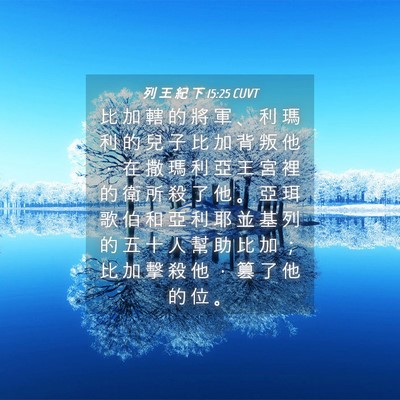 Picture 04 - 列 王 紀 下 15:25 CUVT - 比 加 轄 的 將 軍 、 利 瑪 利 的 兒 - Bible Verse Picture