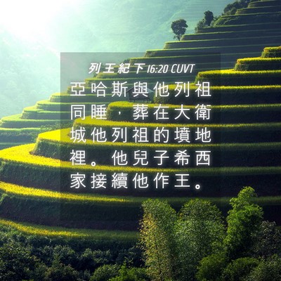 Picture 04 - 列 王 紀 下 16:20 CUVT - 亞 哈 斯 與 他 列 祖 同 睡 ， 葬 在 - Bible Verse Picture
