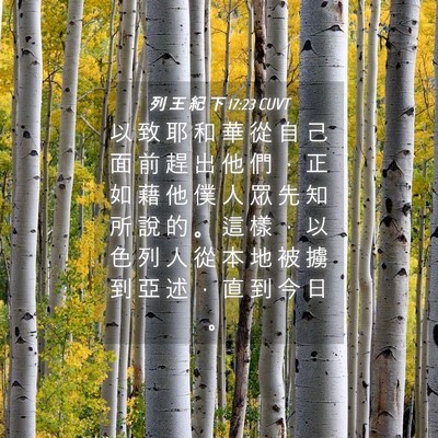 Picture 04 - 列 王 紀 下 17:23 CUVT - 以 致 耶 和 華 從 自 己 面 前 趕 出 - Bible Verse Picture