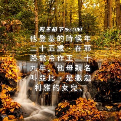 Picture 04 - 列 王 紀 下 18:2 CUVT - 他 登 基 的 時 候 年 二 十 五 歲 ， - Bible Verse Picture