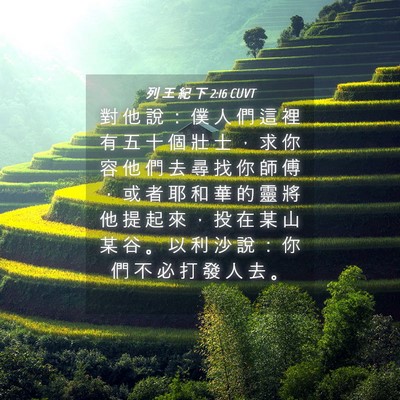 Picture 04 - 列 王 紀 下 2:16 CUVT - 對 他 說 ： 僕 人 們 這 裡 有 五 十 - Bible Verse Picture