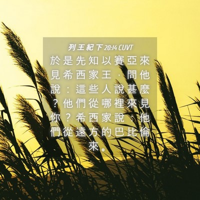 Picture 04 - 列 王 紀 下 20:14 CUVT - 於 是 先 知 以 賽 亞 來 見 希 西 家 - Bible Verse Picture