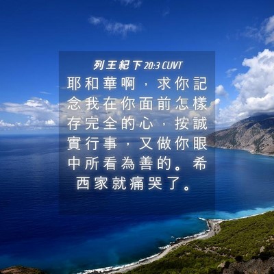 Picture 04 - 列 王 紀 下 20:3 CUVT - 耶 和 華 啊 ， 求 你 記 念 我 在 你 - Bible Verse Picture