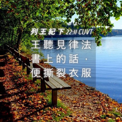 Picture 04 - 列 王 紀 下 22:11 CUVT - 王 聽 見 律 法 書 上 的 話 ， 便 撕 - Bible Verse Picture