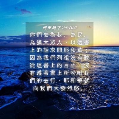 Picture 04 - 列 王 紀 下 22:13 CUVT - 你 們 去 為 我 、 為 民 、 為 猶 大 - Bible Verse Picture