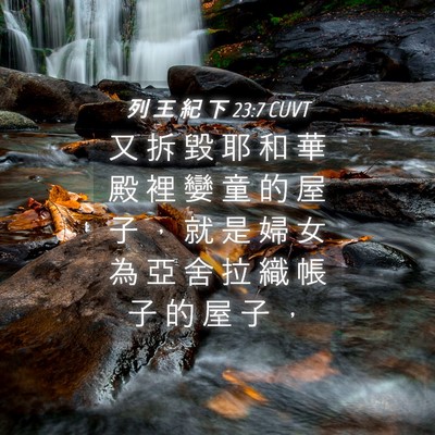 Picture 04 - 列 王 紀 下 23:7 CUVT - 又 拆 毀 耶 和 華 殿 裡 孌 童 的 屋 - Bible Verse Picture