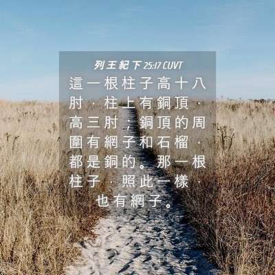 Picture 04 - 列 王 紀 下 25:17 CUVT - 這 一 根 柱 子 高 十 八 肘 ， 柱 上 - Bible Verse Picture