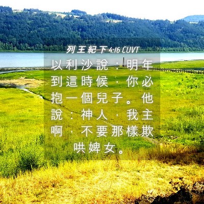 Picture 04 - 列 王 紀 下 4:16 CUVT - 以 利 沙 說 ： 明 年 到 這 時 候 ， - Bible Verse Picture
