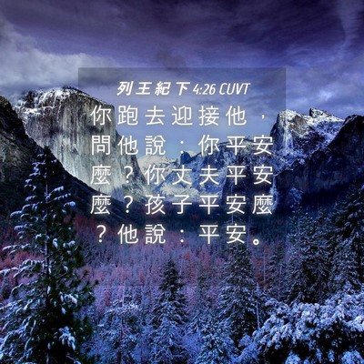 Picture 04 - 列 王 紀 下 4:26 CUVT - 你 跑 去 迎 接 他 ， 問 他 說 ： 你 - Bible Verse Picture