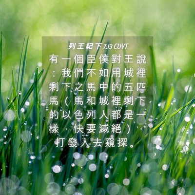 Picture 04 - 列 王 紀 下 7:13 CUVT - 有 一 個 臣 僕 對 王 說 ： 我 們 不 - Bible Verse Picture