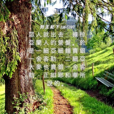 Picture 04 - 列 王 紀 下 7:16 CUVT - 眾 人 就 出 去 ， 擄 掠 亞 蘭 人 的 - Bible Verse Picture