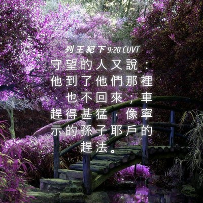 Picture 04 - 列 王 紀 下 9:20 CUVT - 守 望 的 人 又 說 ： 他 到 了 他 們 - Bible Verse Picture