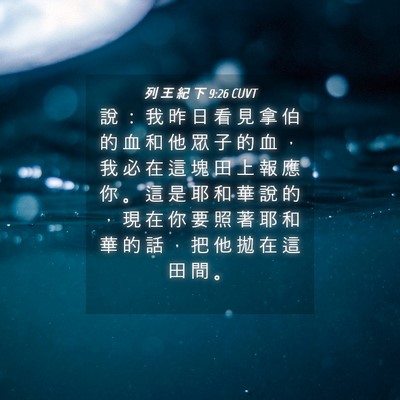 Picture 04 - 列 王 紀 下 9:26 CUVT - 說 ： 我 昨 日 看 見 拿 伯 的 血 和 - Bible Verse Picture