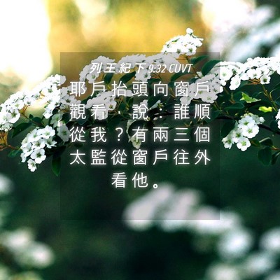 Picture 04 - 列 王 紀 下 9:32 CUVT - 耶 戶 抬 頭 向 窗 戶 觀 看 ， 說 ： - Bible Verse Picture