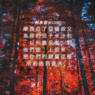Picture 04 - 利 未 記 10:4 CUVT - 摩 西 召 了 亞 倫 叔 父 烏 薛 的 兒 - Bible Verse Picture