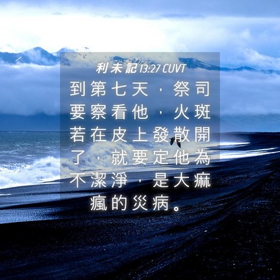 Picture 04 - 利 未 記 13:27 CUVT - 到 第 七 天 ， 祭 司 要 察 看 他 ， - Bible Verse Picture