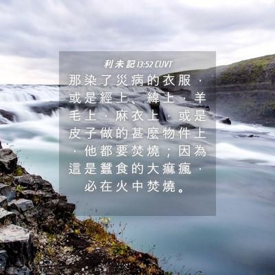 Picture 04 - 利 未 記 13:52 CUVT - 那 染 了 災 病 的 衣 服 ， 或 是 經 - Bible Verse Picture