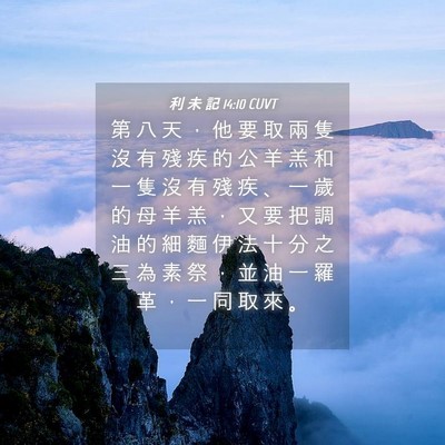 Picture 04 - 利 未 記 14:10 CUVT - 第 八 天 ， 他 要 取 兩 隻 沒 有 殘 - Bible Verse Picture