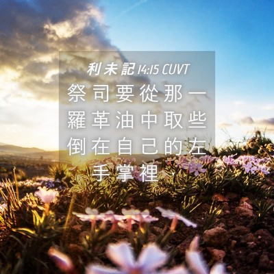 Picture 04 - 利 未 記 14:15 CUVT - 祭 司 要 從 那 一 羅 革 油 中 取 些 - Bible Verse Picture