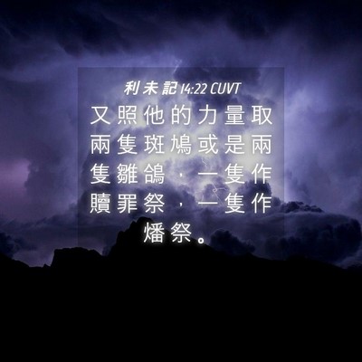 Picture 04 - 利 未 記 14:22 CUVT - 又 照 他 的 力 量 取 兩 隻 斑 鳩 或 - Bible Verse Picture
