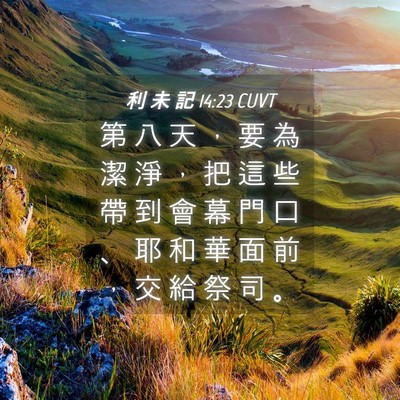 Picture 04 - 利 未 記 14:23 CUVT - 第 八 天 ， 要 為 潔 淨 ， 把 這 些 - Bible Verse Picture