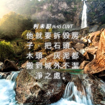 Picture 04 - 利 未 記 14:45 CUVT - 他 就 要 拆 毀 房 子 ， 把 石 頭 、 - Bible Verse Picture