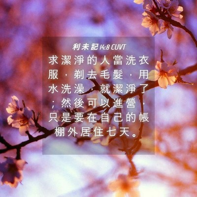 Picture 04 - 利 未 記 14:8 CUVT - 求 潔 淨 的 人 當 洗 衣 服 ， 剃 去 - Bible Verse Picture
