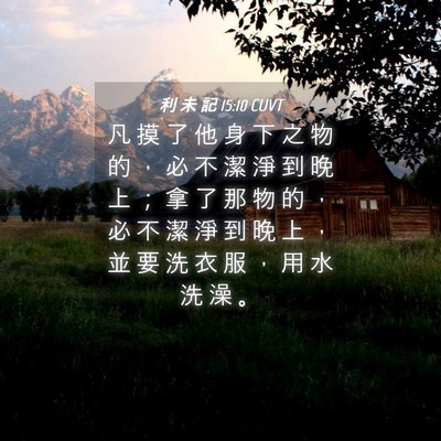 Picture 04 - 利 未 記 15:10 CUVT - 凡 摸 了 他 身 下 之 物 的 ， 必 不 - Bible Verse Picture