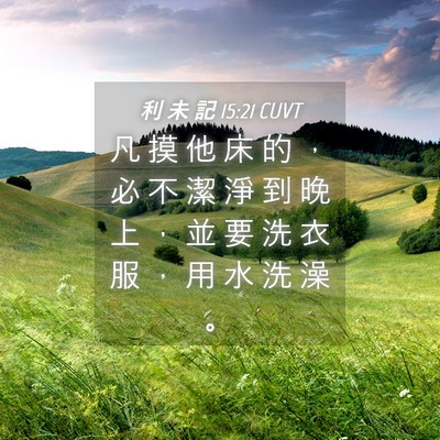 Picture 04 - 利 未 記 15:21 CUVT - 凡 摸 他 床 的 ， 必 不 潔 淨 到 晚 - Bible Verse Picture