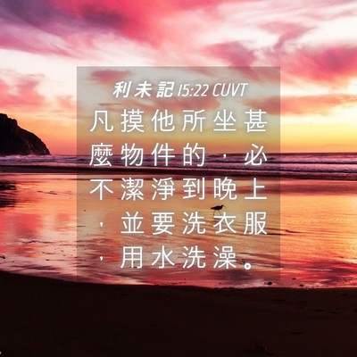 Picture 04 - 利 未 記 15:22 CUVT - 凡 摸 他 所 坐 甚 麼 物 件 的 ， 必 - Bible Verse Picture