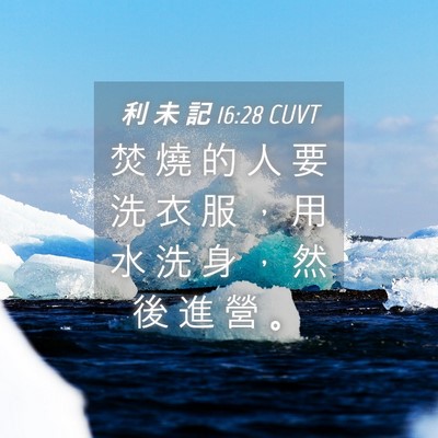 Picture 04 - 利 未 記 16:28 CUVT - 焚 燒 的 人 要 洗 衣 服 ， 用 水 洗 - Bible Verse Picture
