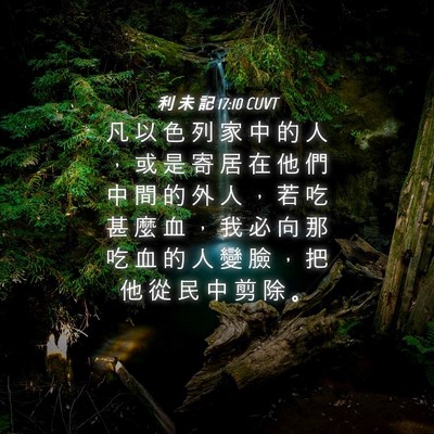 Picture 04 - 利 未 記 17:10 CUVT - 凡 以 色 列 家 中 的 人 ， 或 是 寄 - Bible Verse Picture