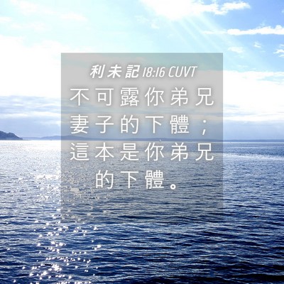 Picture 04 - 利 未 記 18:16 CUVT - 不 可 露 你 弟 兄 妻 子 的 下 體 ； - Bible Verse Picture