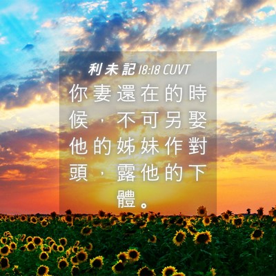 Picture 04 - 利 未 記 18:18 CUVT - 你 妻 還 在 的 時 候 ， 不 可 另 娶 - Bible Verse Picture