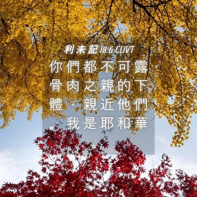 Picture 04 - 利 未 記 18:6 CUVT - 你 們 都 不 可 露 骨 肉 之 親 的 下 - Bible Verse Picture