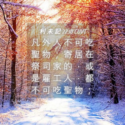 Picture 04 - 利 未 記 22:10 CUVT - 凡 外 人 不 可 吃 聖 物 ； 寄 居 在 - Bible Verse Picture