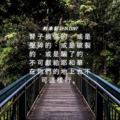 Picture 04 - 利 未 記 22:24 CUVT - 腎 子 損 傷 的 ， 或 是 壓 碎 的 ， - Bible Verse Picture