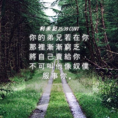Picture 04 - 利 未 記 25:39 CUVT - 你 的 弟 兄 若 在 你 那 裡 漸 漸 窮 - Bible Verse Picture