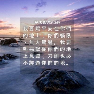Picture 04 - 利 未 記 26:6 CUVT - 我 要 賜 平 安 在 你 們 的 地 上 ； - Bible Verse Picture