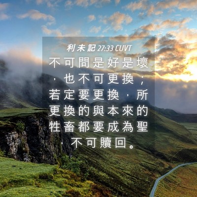 Picture 04 - 利 未 記 27:33 CUVT - 不 可 問 是 好 是 壞 ， 也 不 可 更 - Bible Verse Picture