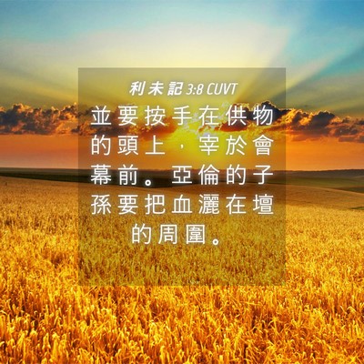 Picture 04 - 利 未 記 3:8 CUVT - 並 要 按 手 在 供 物 的 頭 上 ， 宰 - Bible Verse Picture