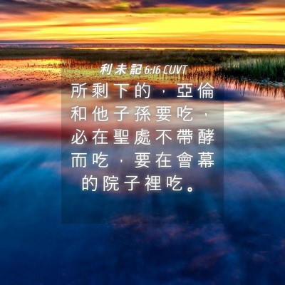 Picture 04 - 利 未 記 6:16 CUVT - 所 剩 下 的 ， 亞 倫 和 他 子 孫 要 - Bible Verse Picture