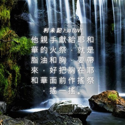 Picture 04 - 利 未 記 7:30 CUVT - 他 親 手 獻 給 耶 和 華 的 火 祭 ， - Bible Verse Picture