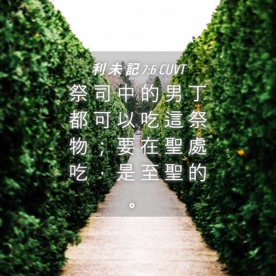 Picture 04 - 利 未 記 7:6 CUVT - 祭 司 中 的 男 丁 都 可 以 吃 這 祭 - Bible Verse Picture