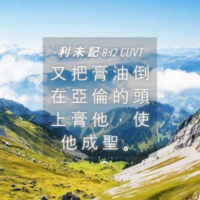 Picture 04 - 利 未 記 8:12 CUVT - 又 把 膏 油 倒 在 亞 倫 的 頭 上 膏 - Bible Verse Picture