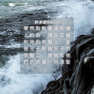 Picture 04 - 利 未 記 8:30 CUVT - 摩 西 取 點 膏 油 和 壇 上 的 血 ， - Bible Verse Picture
